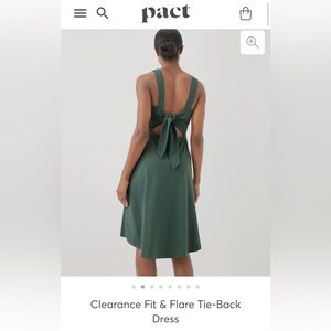 Pact fit and flare tie-back summer dress; green; medium